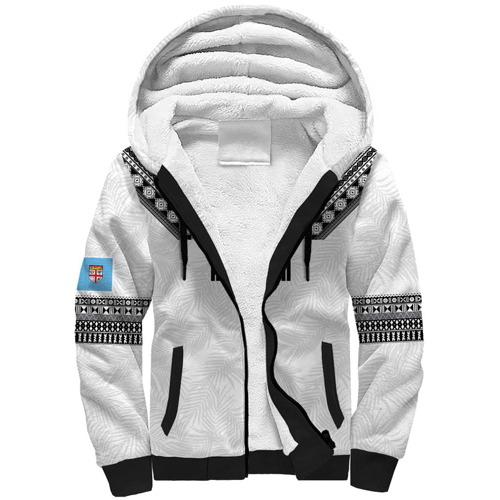 Custom Rugby Fiji Sherpa Hoodie Fijian Masi Tribal Sporty Style White Color LT03 Unisex White - Polynesian Pride