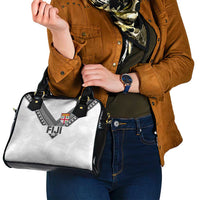 Rugby Fiji Shoulder Handbag Fijian Masi Tribal Sporty Style White Color - Polynesian Pride