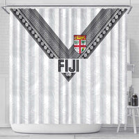 Rugby Fiji Shower Curtain Fijian Masi Tribal Sporty Style White Color - Polynesian Pride