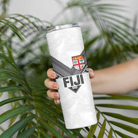Custom Rugby Fiji Skinny Tumbler Fijian Masi Tribal Sporty Style White Color LT03 - Polynesian Pride