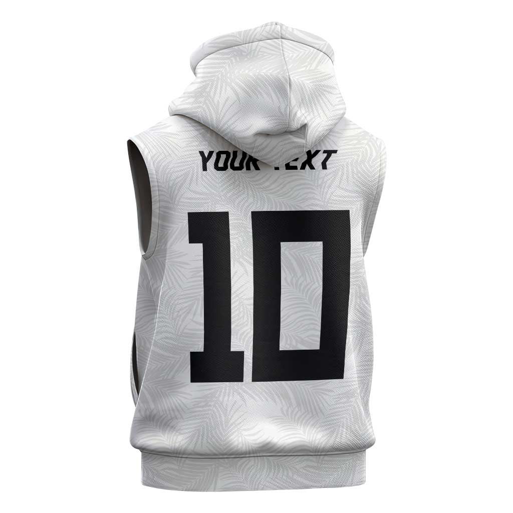 Custom Rugby Fiji Sleeveless Hoodie Fijian Masi Tribal Sporty Style White Color LT03 - Polynesian Pride