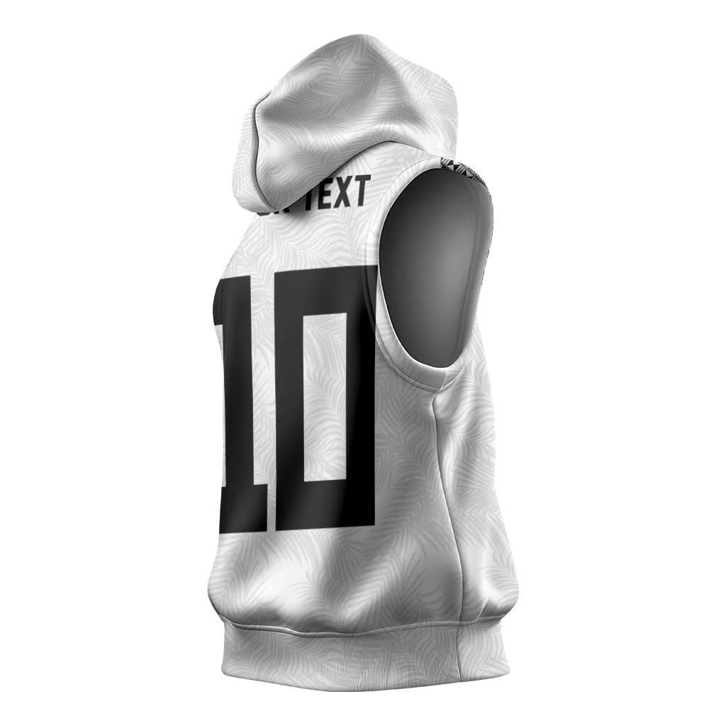 Custom Rugby Fiji Sleeveless Hoodie Fijian Masi Tribal Sporty Style White Color LT03 - Polynesian Pride
