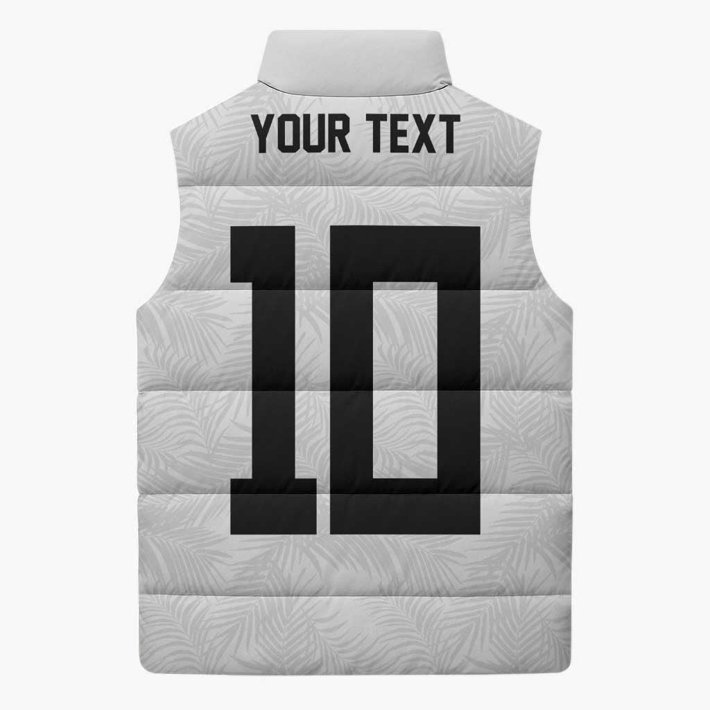 Custom Rugby Fiji Sleeveless Puffer Jacket Fijian Masi Tribal Sporty Style White Color - Polynesian Pride