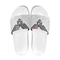 Rugby Fiji Slide Sandals Fijian Masi Tribal Sporty Style White Color LT03 White - Polynesian Pride