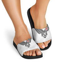 Rugby Fiji Slide Sandals Fijian Masi Tribal Sporty Style White Color LT03 - Polynesian Pride
