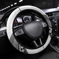 Rugby Fiji Steering Wheel Cover Fijian Masi Tribal Sporty Style White Color LT03 Universal Fit White - Polynesian Pride