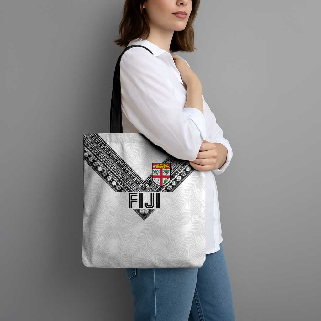 Rugby Fiji Tote Bag Fijian Masi Tribal Sporty Style White Color LT03 - Polynesian Pride