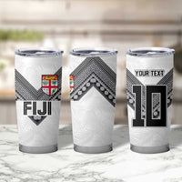 Custom Rugby Fiji Tumbler Cup Fijian Masi Tribal Sporty Style White Color LT03 - Polynesian Pride
