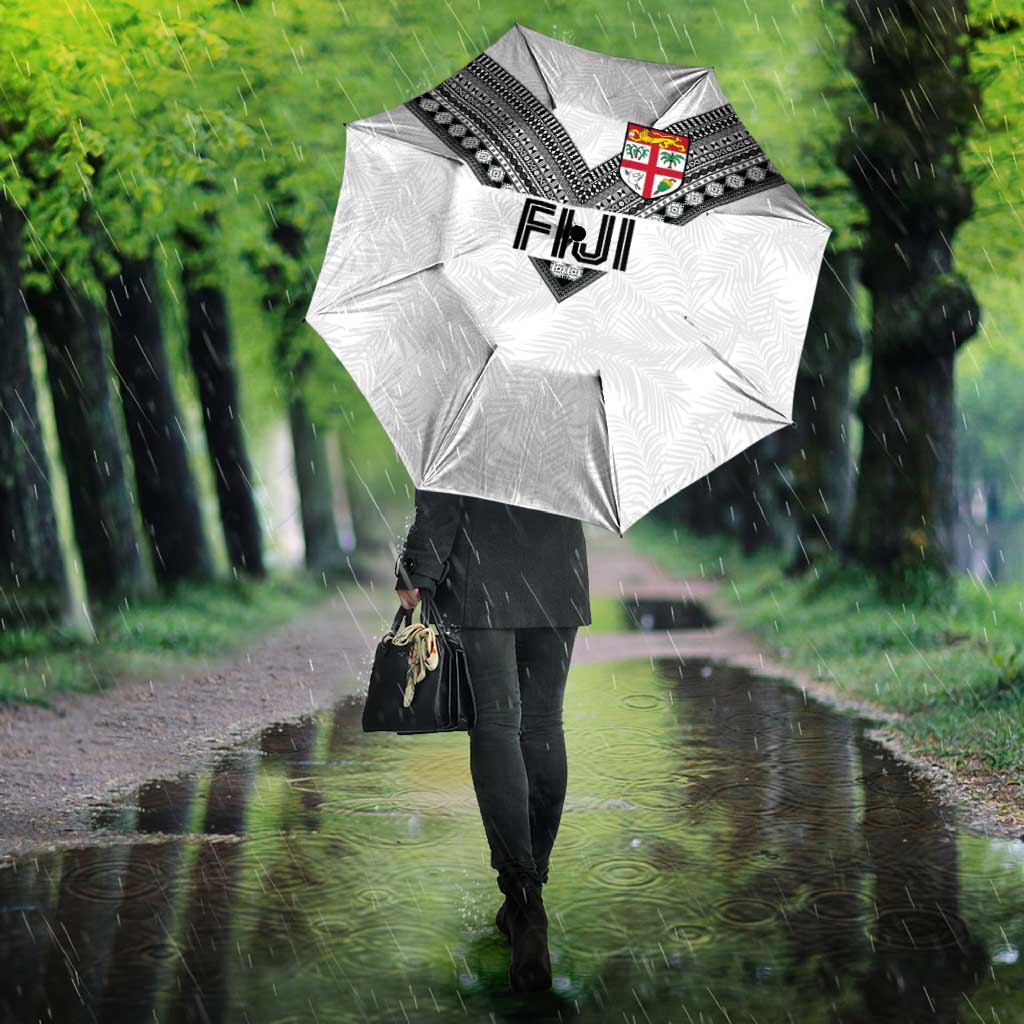 Rugby Fiji Umbrella Fijian Masi Tribal Sporty Style White Color - Polynesian Pride