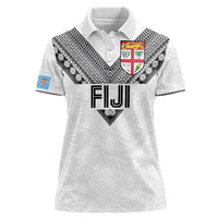 Custom Rugby Fiji Women Polo Shirt Fijian Masi Tribal Sporty Style White Color LT03 Female White - Polynesian Pride