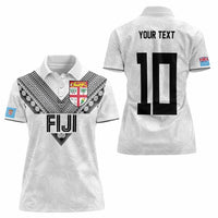 Custom Rugby Fiji Women Polo Shirt Fijian Masi Tribal Sporty Style White Color LT03 - Polynesian Pride