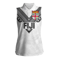 Custom Rugby Fiji Women Sleeveless Polo Shirt Fijian Masi Tribal Sporty Style White Color LT03 Female White - Polynesian Pride