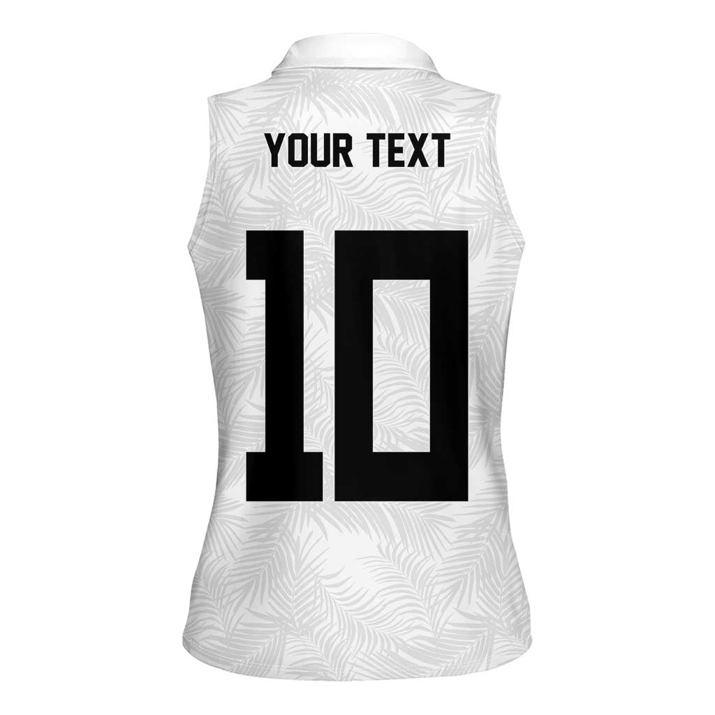 Custom Rugby Fiji Women Sleeveless Polo Shirt Fijian Masi Tribal Sporty Style White Color LT03 - Polynesian Pride