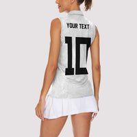 Custom Rugby Fiji Women Sleeveless Polo Shirt Fijian Masi Tribal Sporty Style White Color LT03 - Polynesian Pride