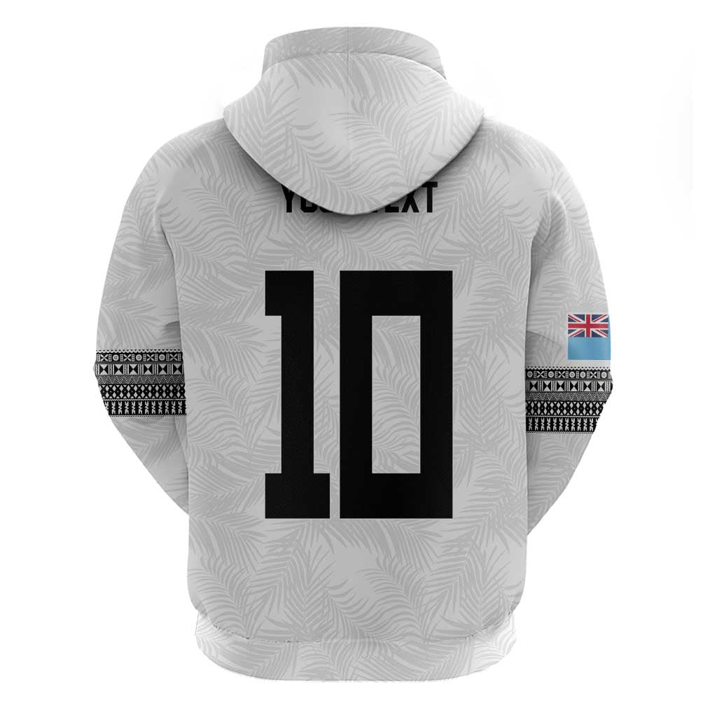 Custom Rugby Fiji Zip Hoodie Fijian Masi Tribal Sporty Style White Color LT03 - Polynesian Pride