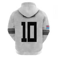 Custom Rugby Fiji Zip Hoodie Fijian Masi Tribal Sporty Style White Color LT03 - Polynesian Pride