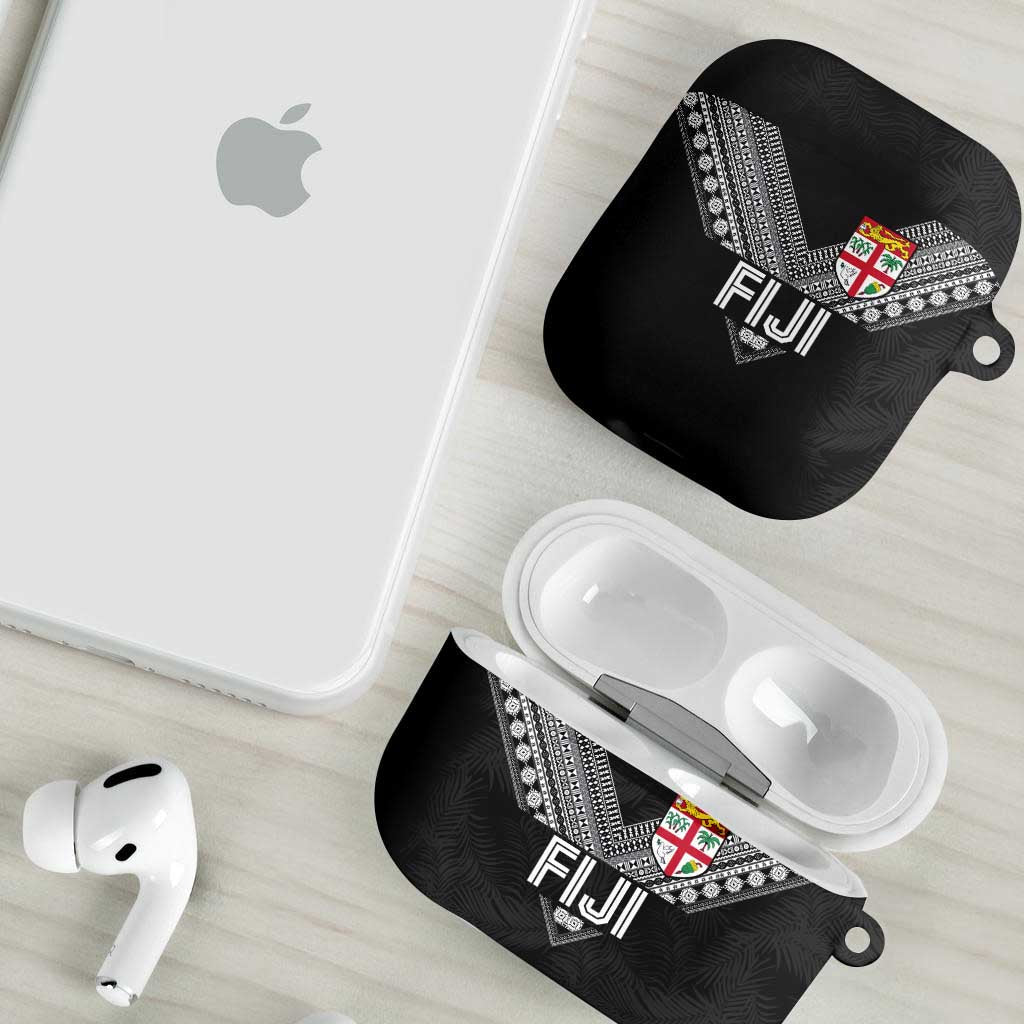 Rugby Fiji AirPods Case Fijian Masi Tribal Sporty Style Black Color LT03 - Polynesian Pride