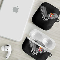 Rugby Fiji AirPods Case Fijian Masi Tribal Sporty Style Black Color LT03 - Polynesian Pride
