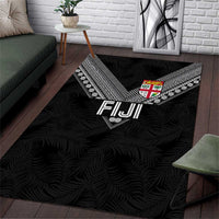 Rugby Fiji Area Rug Fijian Masi Tribal Sporty Style Black Color LT03 Black - Polynesian Pride