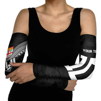 Custom Rugby Fiji Arm Sleeves Fijian Masi Tribal Sporty Style Black Color LT03 - Polynesian Pride
