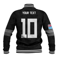 Custom Rugby Fiji Baseball Jacket Fijian Masi Tribal Sporty Style Black Color - Polynesian Pride