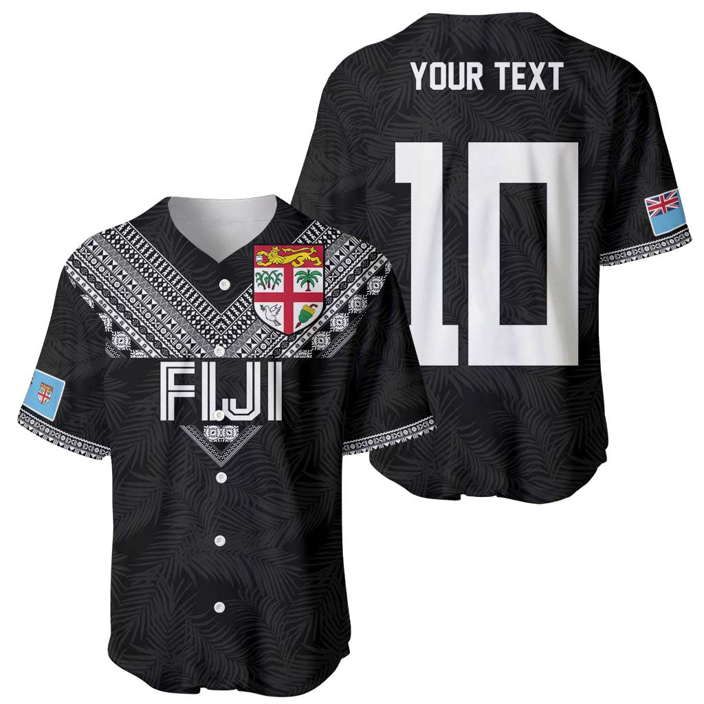 Custom Rugby Fiji Baseball Jersey Fijian Masi Tribal Sporty Style Black Color LT03 - Polynesian Pride