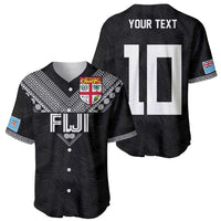 Custom Rugby Fiji Baseball Jersey Fijian Masi Tribal Sporty Style Black Color LT03 - Polynesian Pride