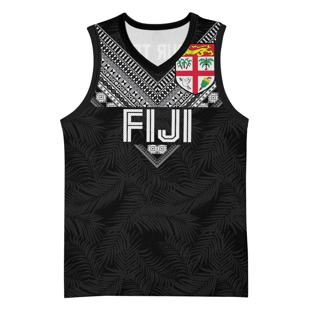 Custom Rugby Fiji Basketball Jersey Fijian Masi Tribal Sporty Style Black Color LT03 Unisex Black - Polynesian Pride