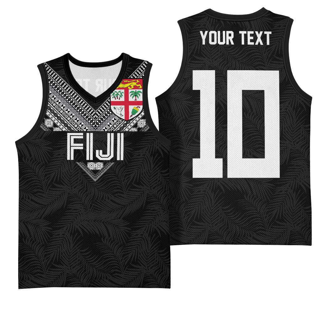 Custom Rugby Fiji Basketball Jersey Fijian Masi Tribal Sporty Style Black Color LT03 - Polynesian Pride