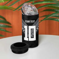 Custom Rugby Fiji 4 in 1 Can Cooler Tumbler Fijian Masi Tribal Sporty Style Black Color LT03 - Polynesian Pride