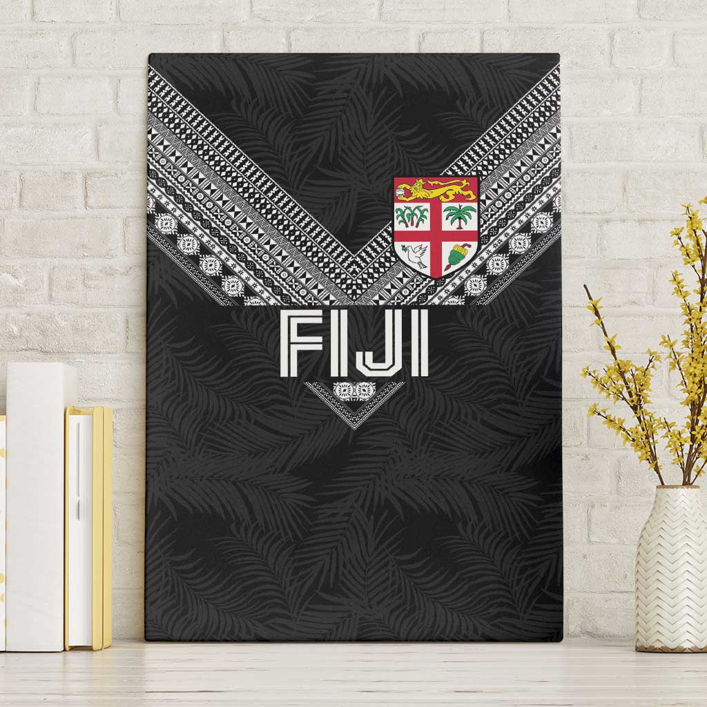 Rugby Fiji Canvas Wall Art Fijian Masi Tribal Sporty Style Black Color LT03 Without Frame Black - Polynesian Pride