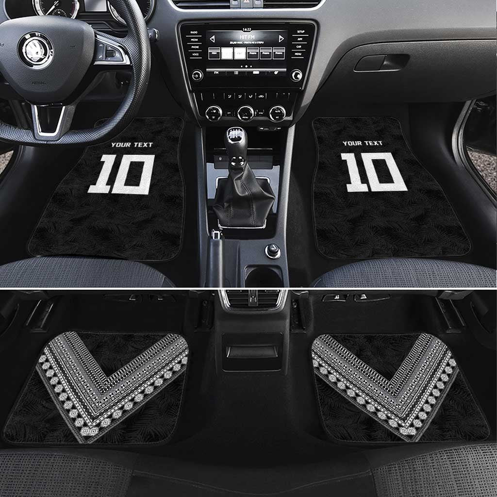 Rugby Fiji Car Mats Fijian Masi Tribal Sporty Style Black Color LT03 Set 4pcs Black - Polynesian Pride