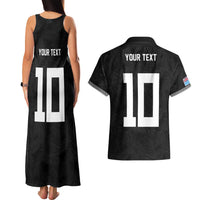 Custom Rugby Fiji Couples Matching Tank Maxi Dress and Hawaiian Shirt Fijian Masi Tribal Sporty Style Black Color LT03 - Polynesian Pride