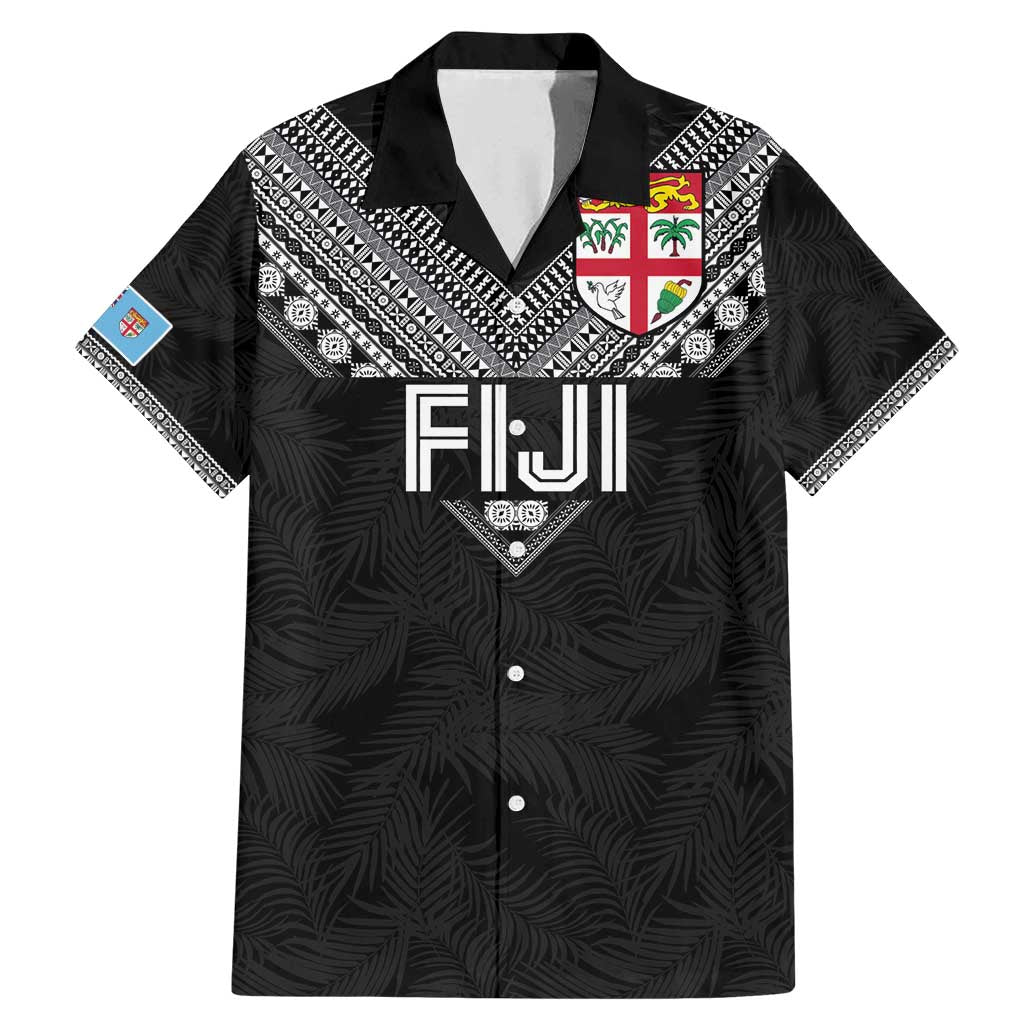 Custom Rugby Fiji Family Matching Mermaid Dress and Hawaiian Shirt Fijian Masi Tribal Sporty Style Black Color LT03 Dad's Shirt - Short Sleeve Black - Polynesian Pride