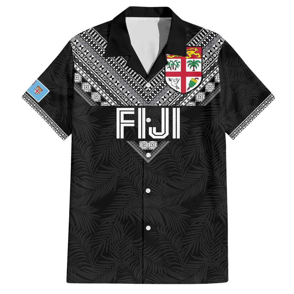 Custom Rugby Fiji Family Matching Short Sleeve Bodycon Dress and Hawaiian Shirt Fijian Masi Tribal Sporty Style Black Color LT03 Dad's Shirt - Short Sleeve Black - Polynesian Pride