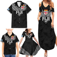 Custom Rugby Fiji Family Matching Summer Maxi Dress and Hawaiian Shirt Fijian Masi Tribal Sporty Style Black Color LT03 - Polynesian Pride