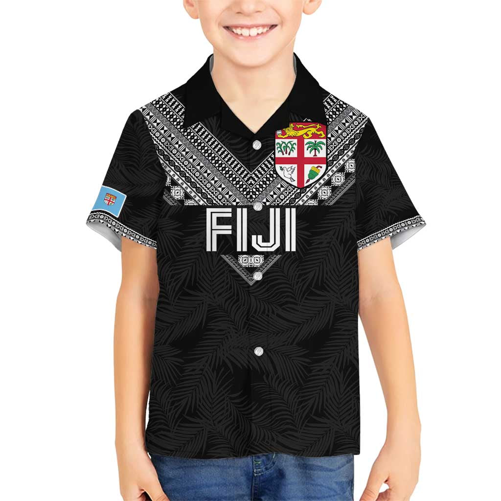 Custom Rugby Fiji Family Matching Summer Maxi Dress and Hawaiian Shirt Fijian Masi Tribal Sporty Style Black Color LT03 Son's Shirt Black - Polynesian Pride