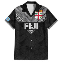 Custom Rugby Fiji Family Matching Tank Maxi Dress and Hawaiian Shirt Fijian Masi Tribal Sporty Style Black Color LT03 Dad's Shirt - Short Sleeve Black - Polynesian Pride