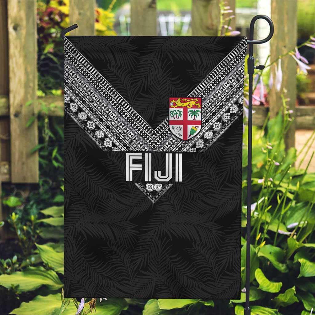 Rugby Fiji Garden Flag Fijian Masi Tribal Sporty Style Black Color LT03 Garden Flag Black - Polynesian Pride