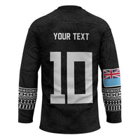 Custom Rugby Fiji Hockey Jersey Fijian Masi Tribal Sporty Style Black Color LT03 - Polynesian Pride
