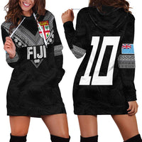 Custom Rugby Fiji Hoodie Dress Fijian Masi Tribal Sporty Style Black Color LT03 - Polynesian Pride