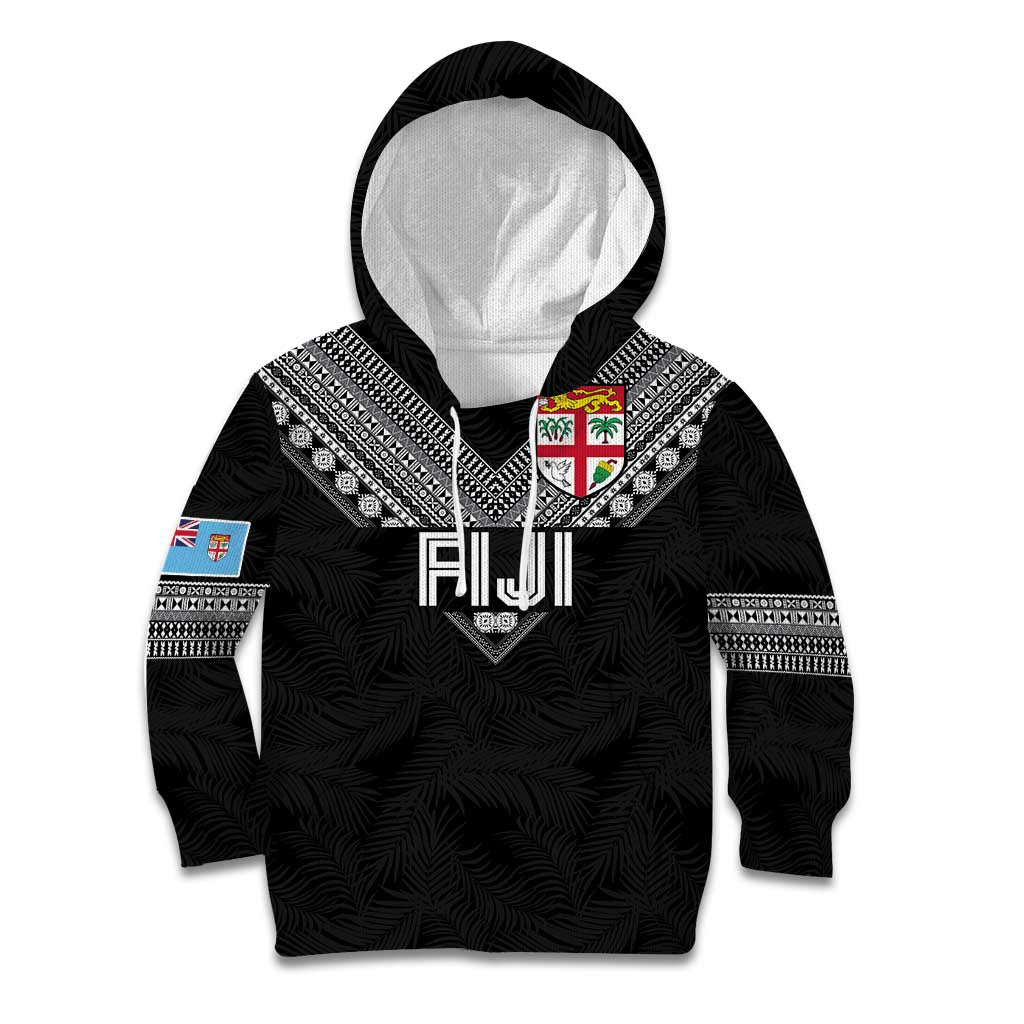 Custom Rugby Fiji Kid Hoodie Fijian Masi Tribal Sporty Style Black Color LT03 Hoodie Black - Polynesian Pride