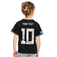 Custom Rugby Fiji Kid T Shirt Fijian Masi Tribal Sporty Style Black Color LT03 - Polynesian Pride