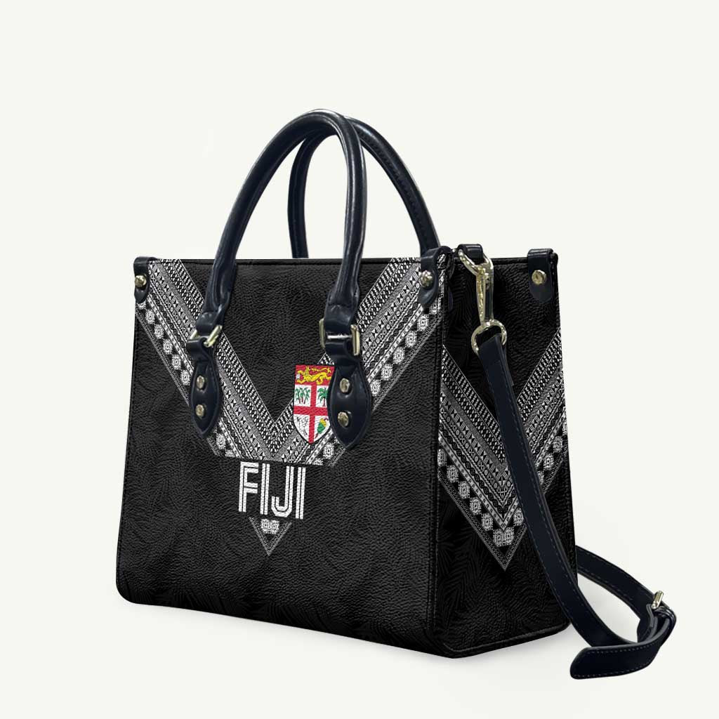 Rugby Fiji Leather Bag Fijian Masi Tribal Sporty Style Black Color - Polynesian Pride