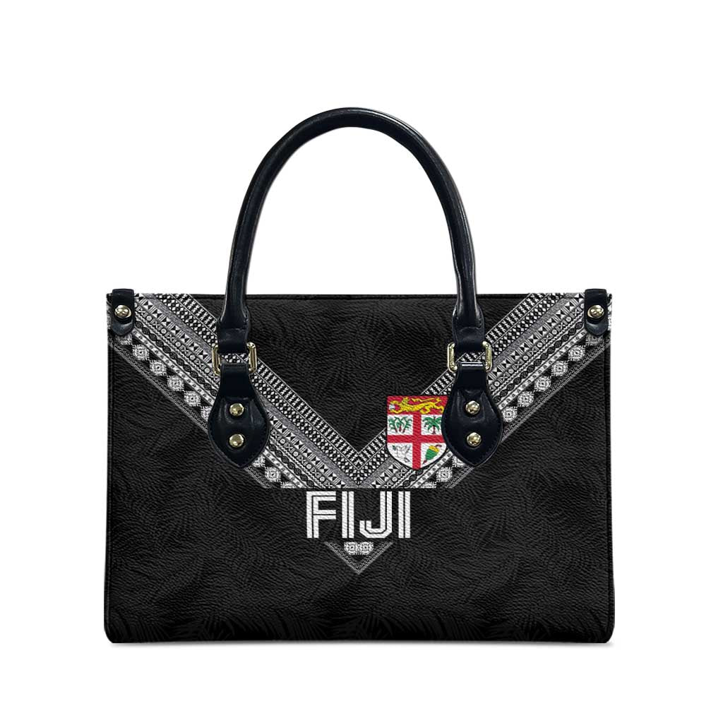 Rugby Fiji Leather Bag Fijian Masi Tribal Sporty Style Black Color LT03 - Polynesian Pride