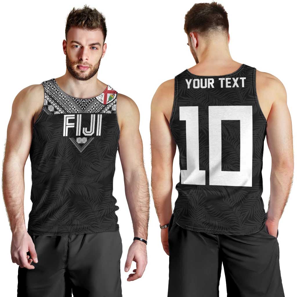 Custom Rugby Fiji Men Tank Top Fijian Masi Tribal Sporty Style Black Color LT03 - Polynesian Pride