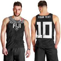 Custom Rugby Fiji Men Tank Top Fijian Masi Tribal Sporty Style Black Color LT03 - Polynesian Pride