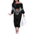 Custom Rugby Fiji Off The Shoulder Long Sleeve Dress Fijian Masi Tribal Sporty Style Black Color - Polynesian Pride