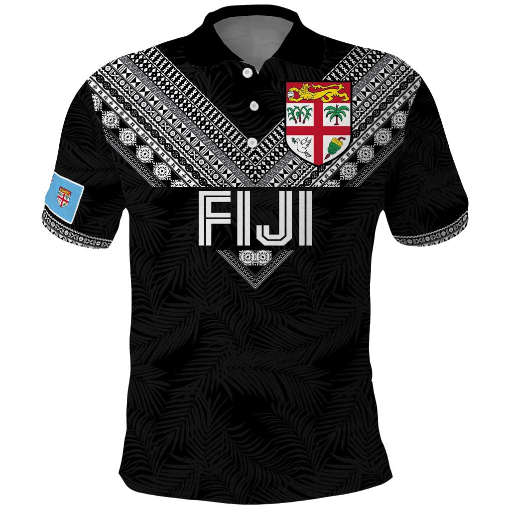 Custom Rugby Fiji Polo Shirt Fijian Masi Tribal Sporty Style Black Color LT03 Black - Polynesian Pride