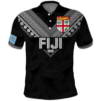 Custom Rugby Fiji Polo Shirt Fijian Masi Tribal Sporty Style Black Color LT03 Black - Polynesian Pride